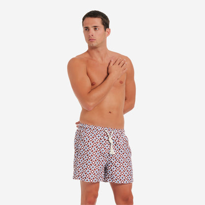 Sustainable Men's Swimsuit - Taormina Red