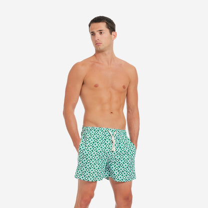 Sustainable Men's Swimsuit - Taormina Green