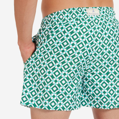 Sustainable Men's Swimsuit - Taormina Green